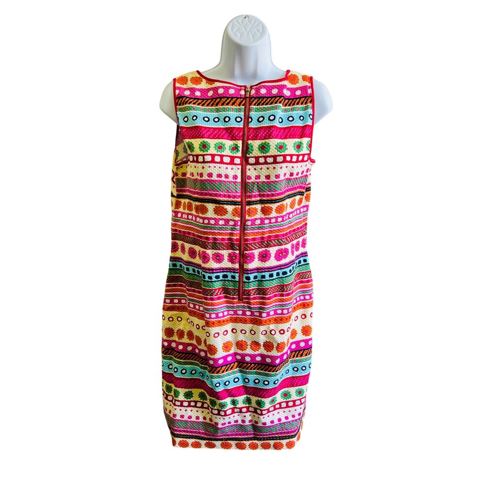 Talbots 6 Multicolor Geo Stripe Sleeveless Dress Retro Mod Workwear Resort - Picture 2 of 4